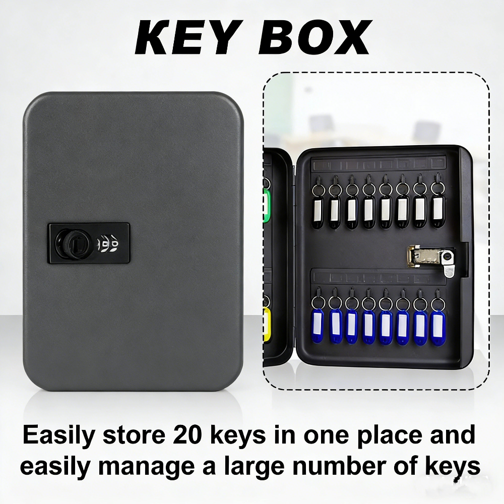 Lockbox Key Secure - Combination Key Cabinet 20 Key Hooks