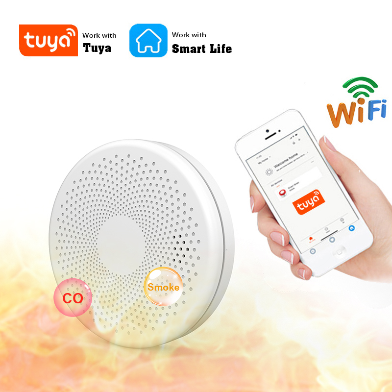 2 in 1 Version WiFi Tuya Smart - Smoke Detector Interconnected ulasan dan harga