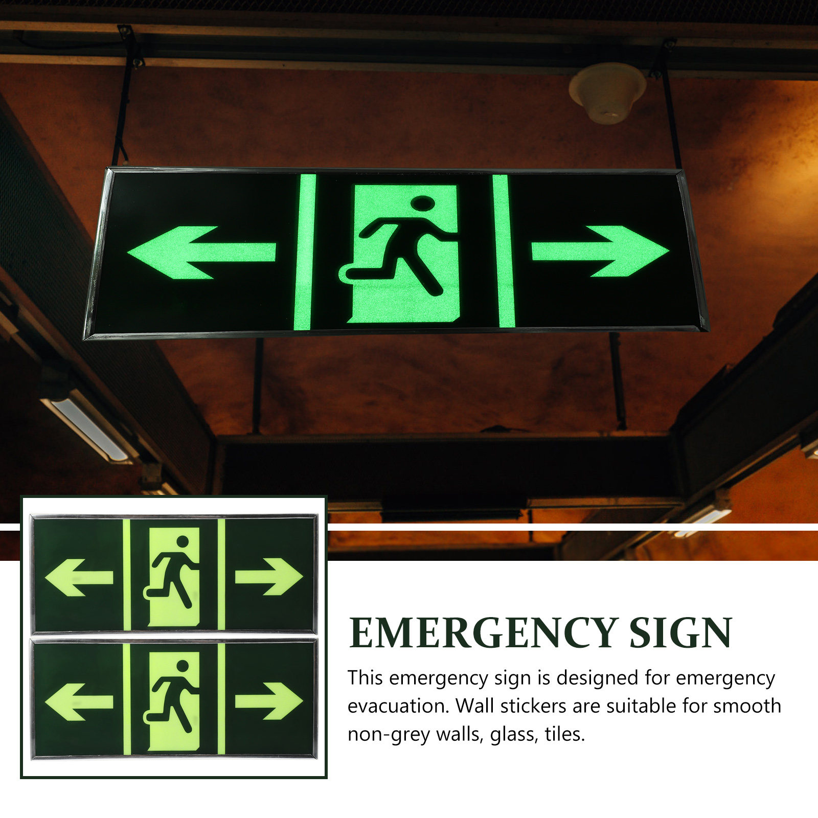 2Pcs Luminous Emergency Exit S - Emergency Exit Sign ulasan dan harga