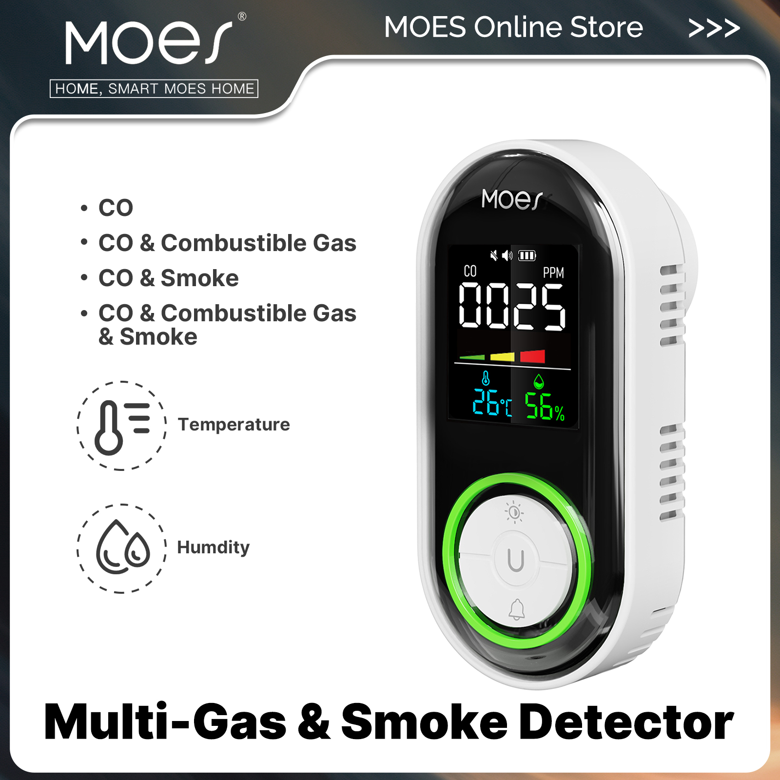 MOES CO Smoke Gas Detector Ala - Co Detector Plug ulasan dan harga
