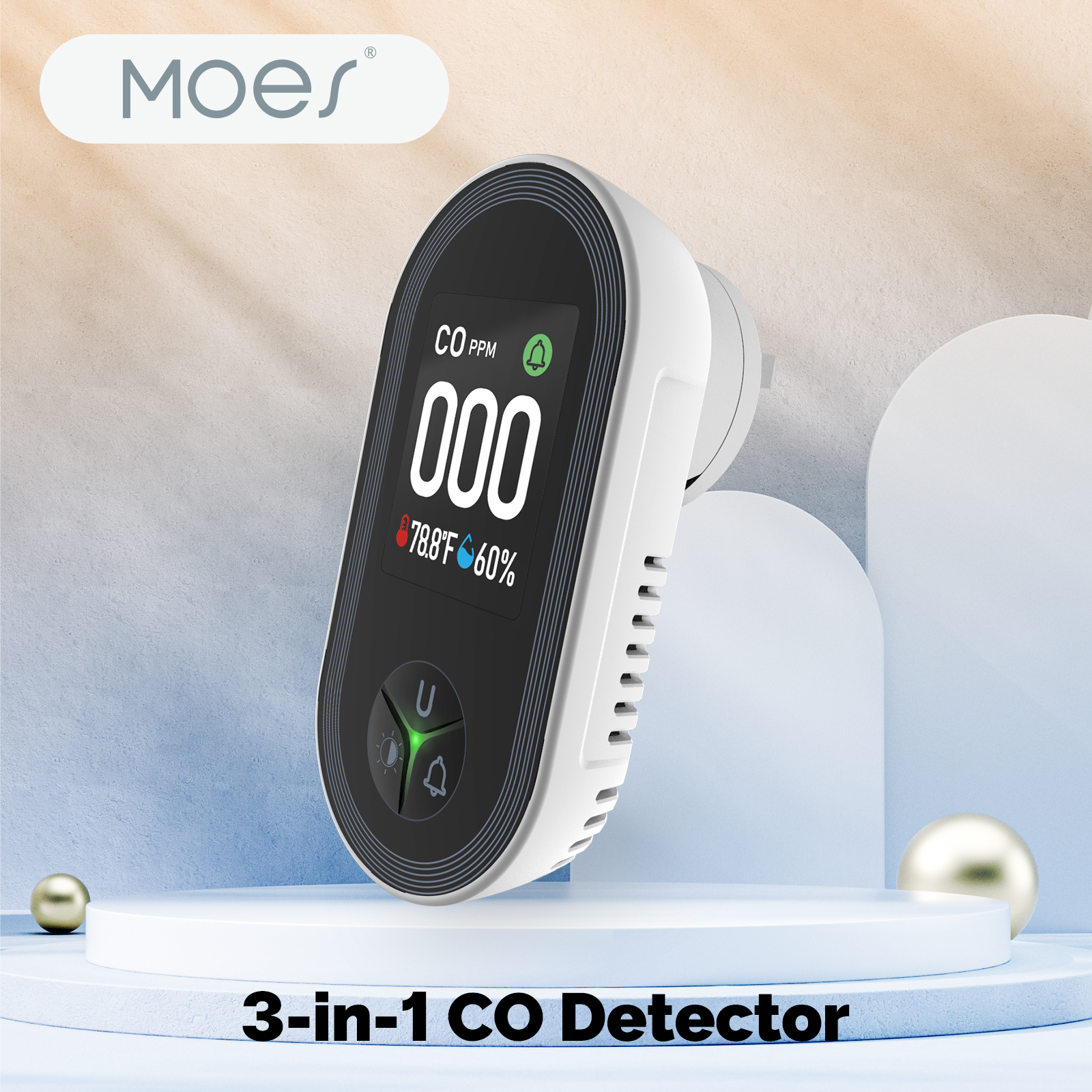 MOES 3-in-1 Plug-in CO Detecto - Co Detector Plug ulasan dan harga