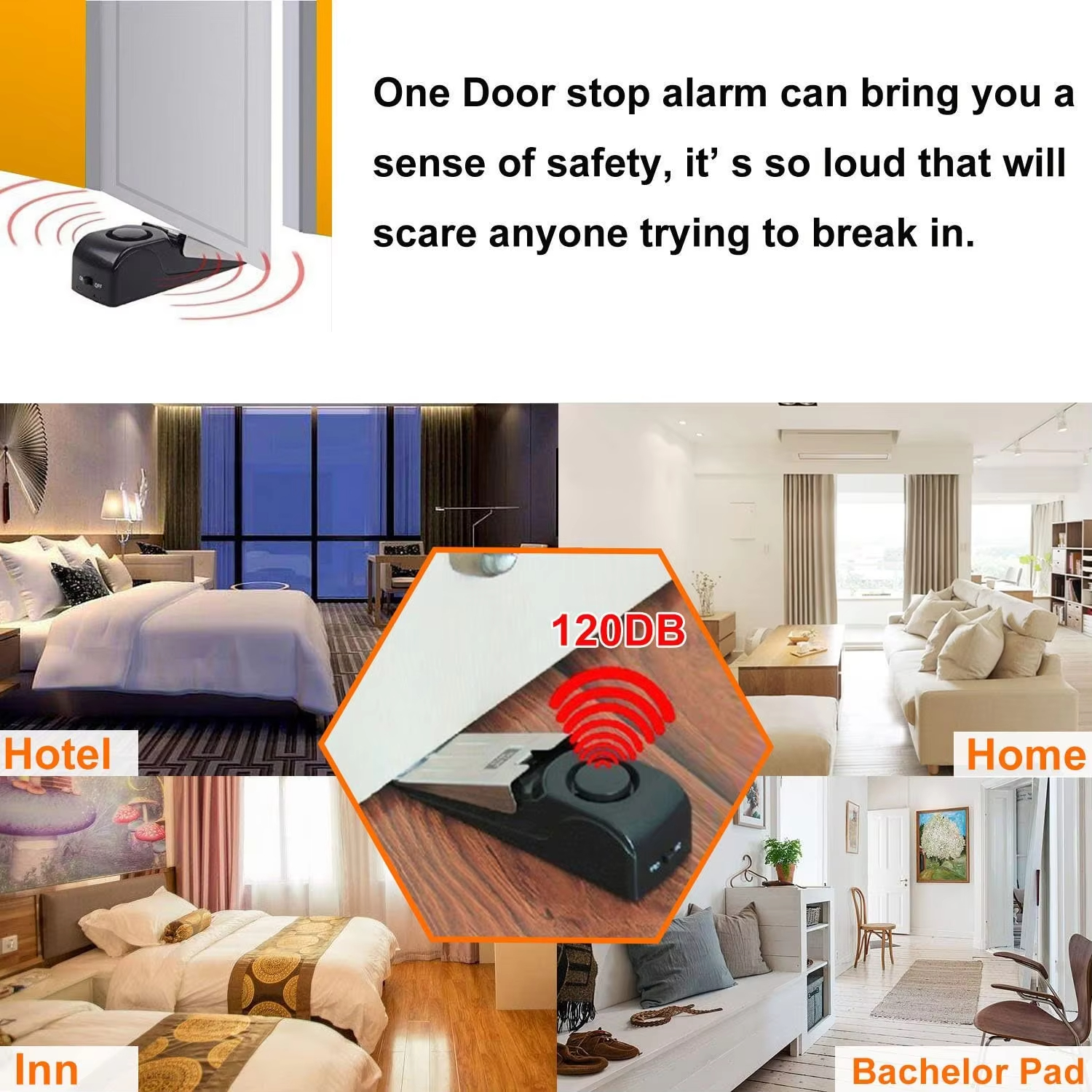 120db Wireless Stainless Steel - Door Stop Alarm ulasan dan harga