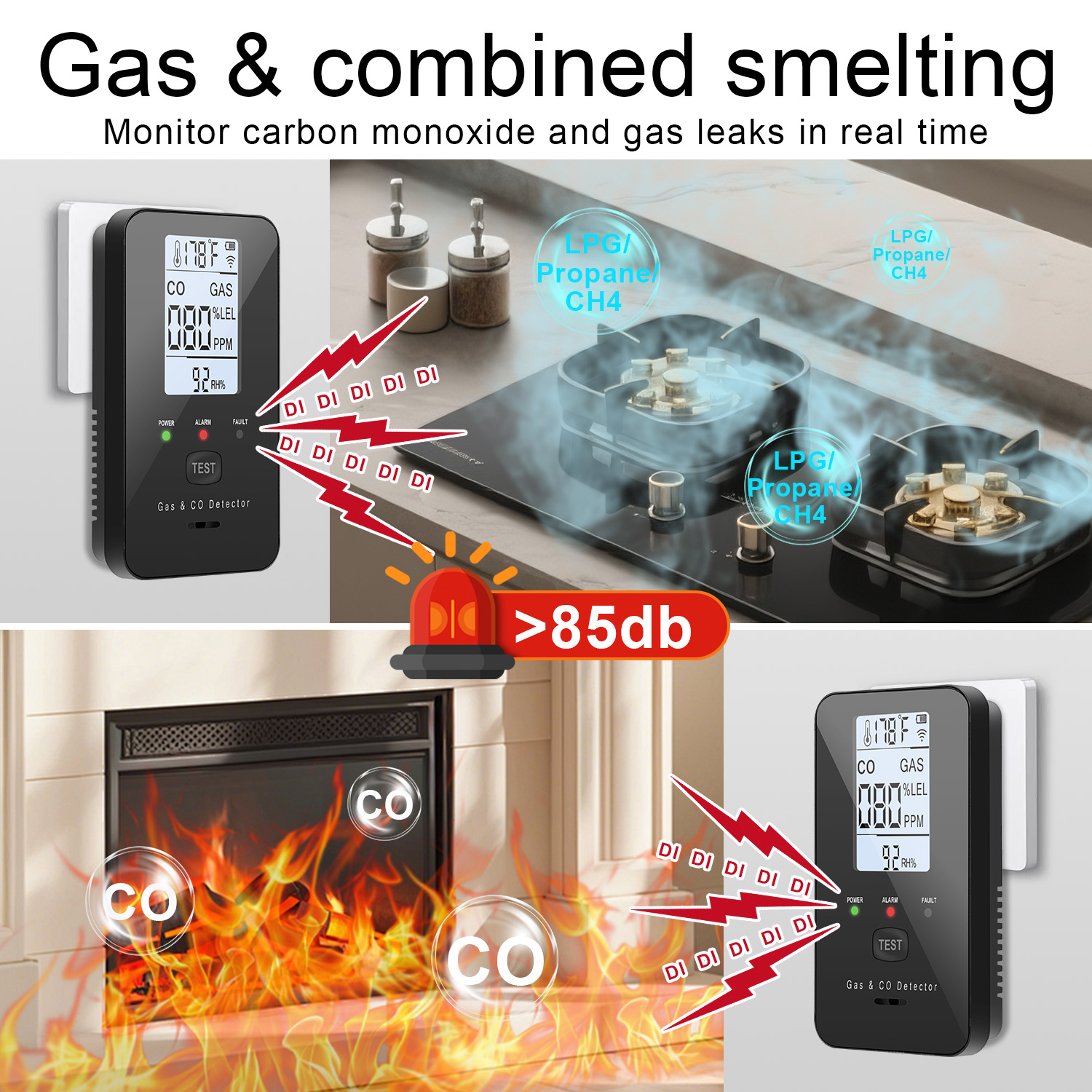 Natural Gas & Carbon Monoxide  - Co Detector Plug ulasan dan harga