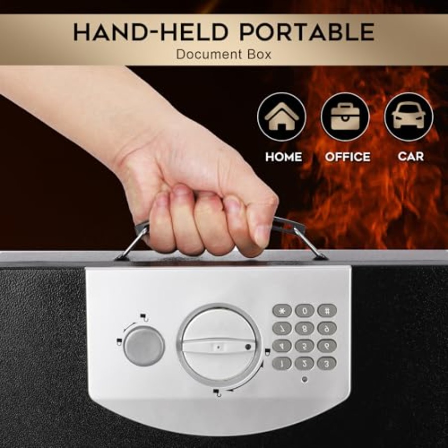 Portable Metal Safe Box with D - Fire Safe Document ulasan dan harga