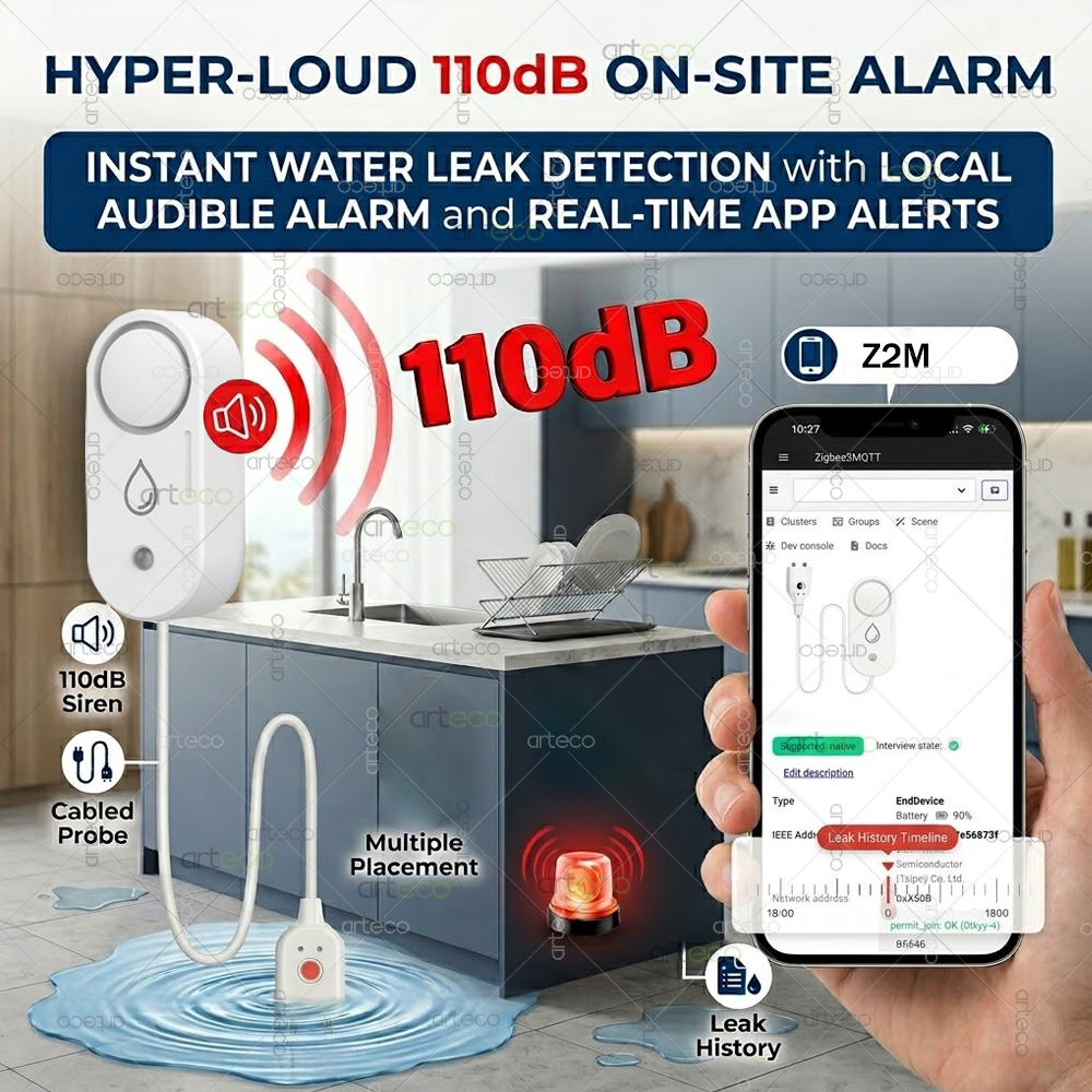 Zigbee Water Leak Detector Sma - Water Alarm Sensor ulasan dan harga