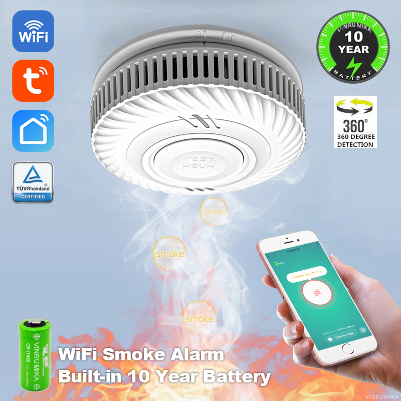 WiFi Tuya Smart Smoke Detector - Smoke Detector Interconnected ulasan dan harga