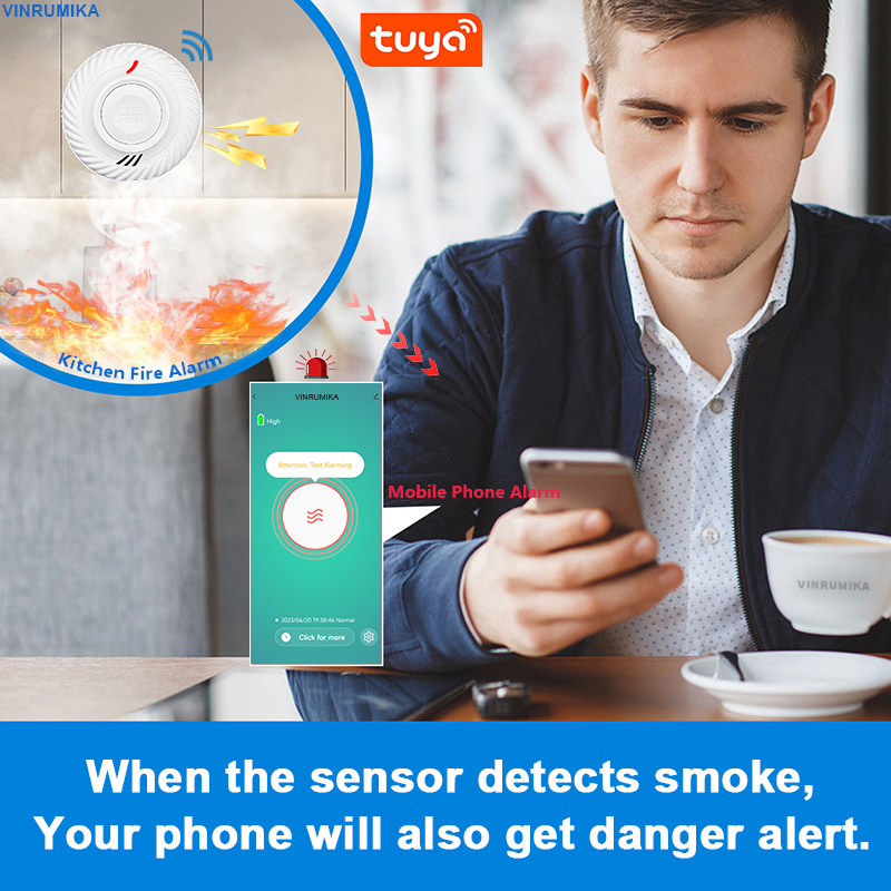 WiFi Tuya Smart Smoke Detector - Smoke Detector Interconnected ulasan dan harga