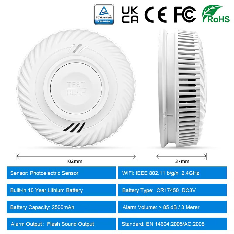 WiFi Tuya Smart Smoke Detector - Smoke Detector Interconnected ulasan dan harga