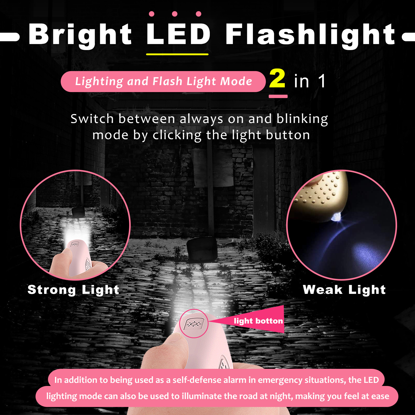 1pc Ultra-Loud 130DB Personal  - Personal Alarm Keychain ulasan dan harga